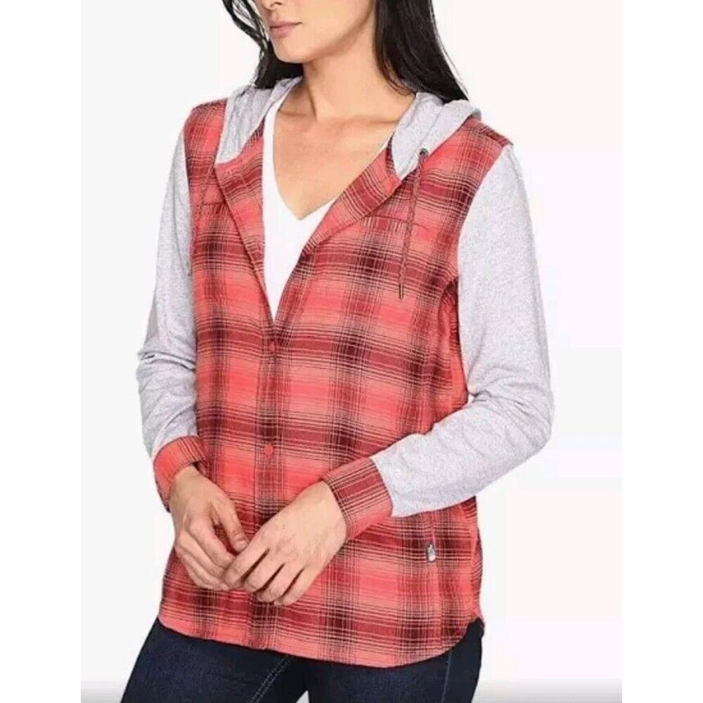 The North Face Womens‎ Medium Top THE CAMPGROUND SHACKET Hood Plaid Flannel